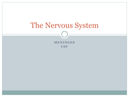 Meninges,Cerebrospinal Fluid, and the Spinal Cord