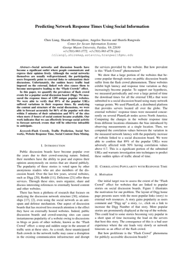 Predicting Network Response Times Using Social Information