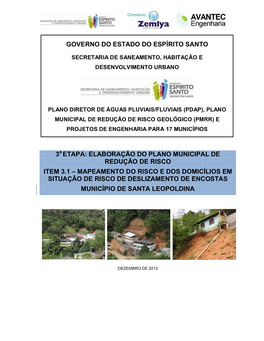Mapeamento Do Risco E Dos Domicílios Em Situação De Risco De Deslizamento De Encostas Município De Santa Leopoldina