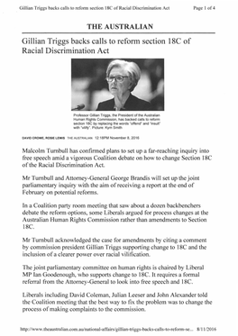 Gillian Triggs Backs Calls to Reform Section 18C of Racial Discrimination Act Page 1 of 4