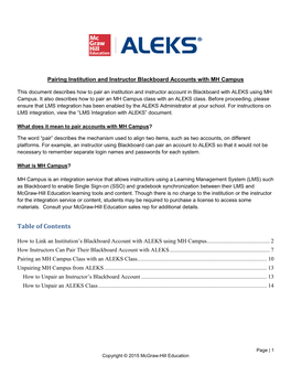 Pairing LMS Account with ALEKS Using MH Campus