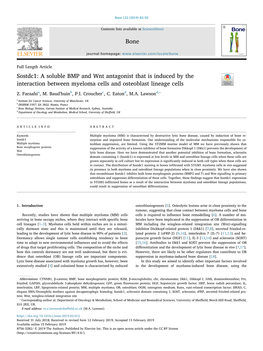 Sostdc1 a Soluble BMP and Wnt Antagonist That Is Induced by the Interaction Between Myeloma Cells and Osteoblast Lineage Cells