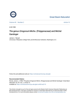 The Genus Eriogonum Michx. (Polygonaceae) and Michel Gandoger