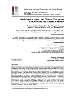 Modeling the Impacts of Climate Change on Groundwater Resources: a Review