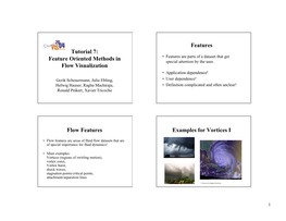 Tutorial 7: Feature Oriented Methods in Flow Visualization Features Flow