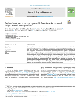 Resilient Landscapes to Prevent Catastrophic Forest Fires: Socioeconomic ☆ Insights Towards a New Paradigm