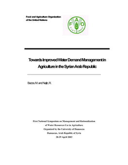 Towards Improved Water Demand Management in Agriculture in the Syrian Arab Republic