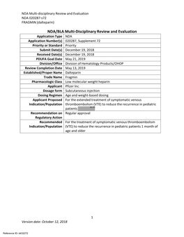 NDA/BLA Multi-Disciplinary Review and Evaluation