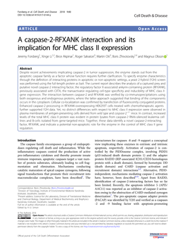 A Caspase-2-RFXANK Interaction and Its Implication for MHC Class II