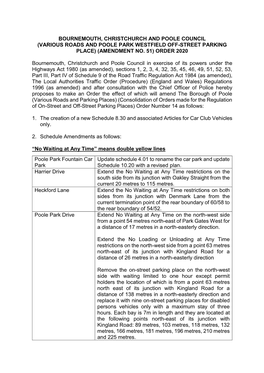Poole Park Etc Amendment Order 51 NOTICE