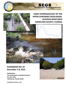 Karst Hydrogeology of the Upper Suwannee River Basin, Alapaha River Area Hamilton County, Florida