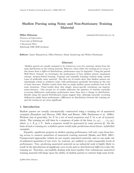 Shallow Parsing Using Noisy and Non-Stationary Training Material