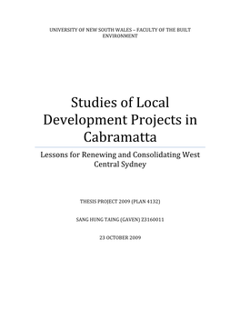 Studies of Local Development Projects in Cabramatta Lessons for Renewing and Consolidating West Central Sydney