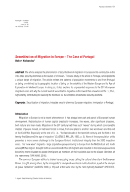Securitization of Migration in Europe – the Case of Portugal Robert Nalbandov1