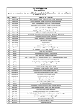 List of Help Centers Courses-Higher