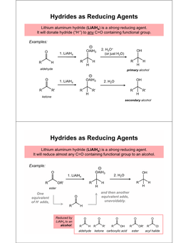 Hydrides As Reducing Agents