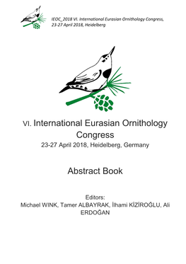 VI. International Eurasian Ornithology Congress Abstract Book