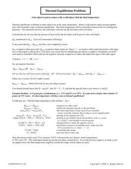 Thermal Equilibrium Problems