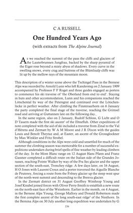 One Hundred Years Ago (With Extracts from the Alpine Journal)