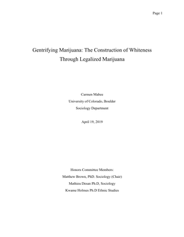 The Construction of Whiteness Through Legalized Marijuana