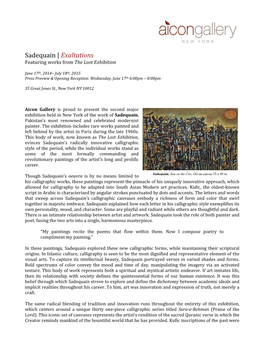 Sadequain | Exaltations Featuring Works from the Lost Exhibition
