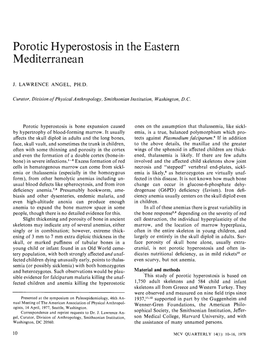 Porotic Hyperostosis in the Eastern Mediterranean