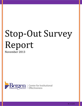 Stop-Out Survey Report November 2013