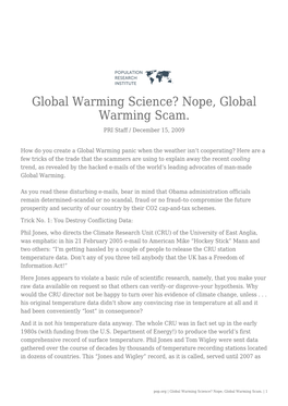 Global Warming Science? Nope, Global Warming Scam