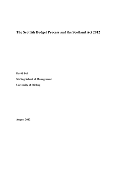 Budget Adviser Paper on Scottish Budget Process