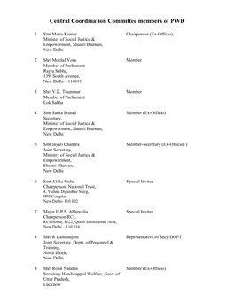 Central Coordination Committee Members of PWD