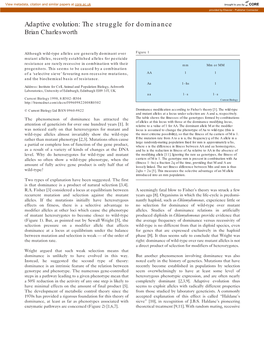 Adaptive Evolution: the Struggle for Dominance Brian Charlesworth