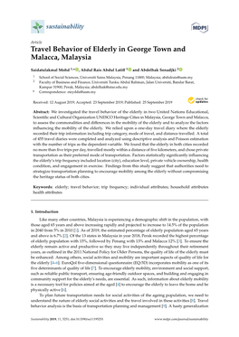 Travel Behavior of Elderly in George Town and Malacca, Malaysia