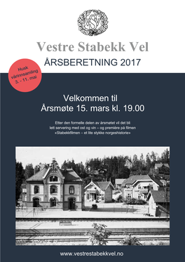 Vsvs Årsmelding for 2017 Utgitt 25. Feb 2018