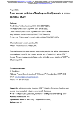 Open Access Policies of Leading Medical Journals: a Cross- Sectional Study