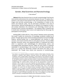 Gender, Mad Scientists and Nanotechnology J