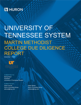 MARTIN METHODIST COLLEGE DUE DILIGENCE REPORT December 1, 2020