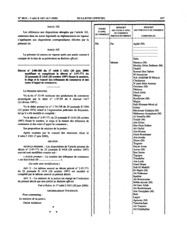 Décret N° 2-00-280 Du 17 Rabii I 1421 (20 Juin 2000) Modifiant Et