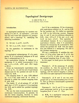 Topological Semigroups