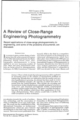 A Review of Close-Range Engineering Photogrammetry
