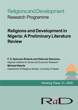 Religions and Development in Nigeria: a Preliminary Literature Review