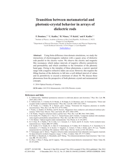 Transition Between Metamaterial and Photonic-Crystal Behavior in Arrays of Dielectric Rods