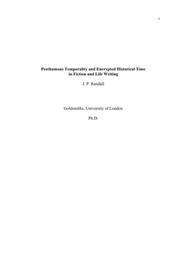 Posthumous Temporality and Encrypted Historical Time in Fiction and Life Writing