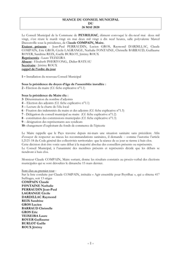 Conseil Municipal Du 26 Mai 2020