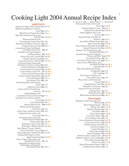 Cooking Light 2004 Annual Recipe Index