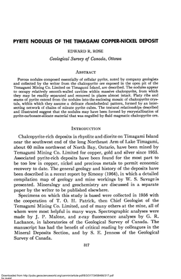 Pyrite Nodutes of the Timagami Copper.Nicket