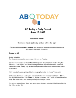 AB Today – Daily Report June 18, 2019