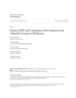 Katian GSSP and Carbonates of the Simpson and Arbuckle Groups in Oklahoma Jesse R