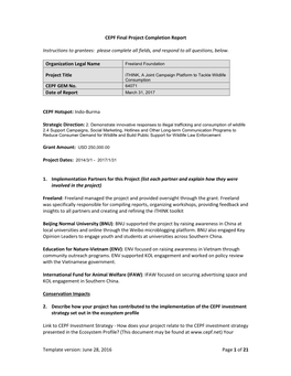 June 28, 2016 Page 1 of 21 CEPF Final Project Completion Report