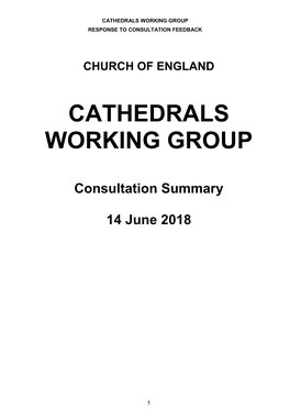 Cathedrals Working Group Response to Consultation Feedback