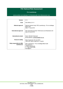 FSC National Risk Assessment